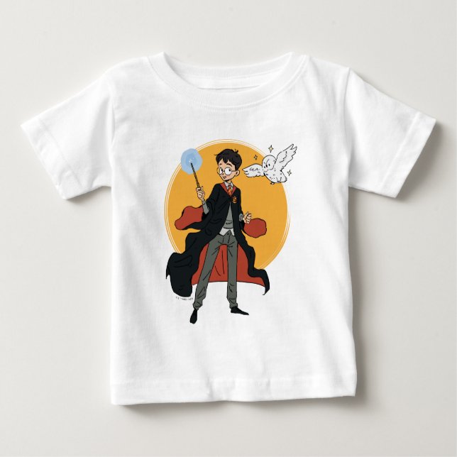 Camiseta Para Bebê HARRY POTTER™ e Hedwig Ilustração (Frente)