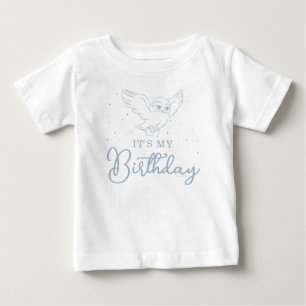 Camiseta Para Bebê Harry Potter Hedwig Azul Aniversário Mágico