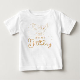 Camiseta Para Bebê Harry Potter Hedwig Ouro Magia Aniversário