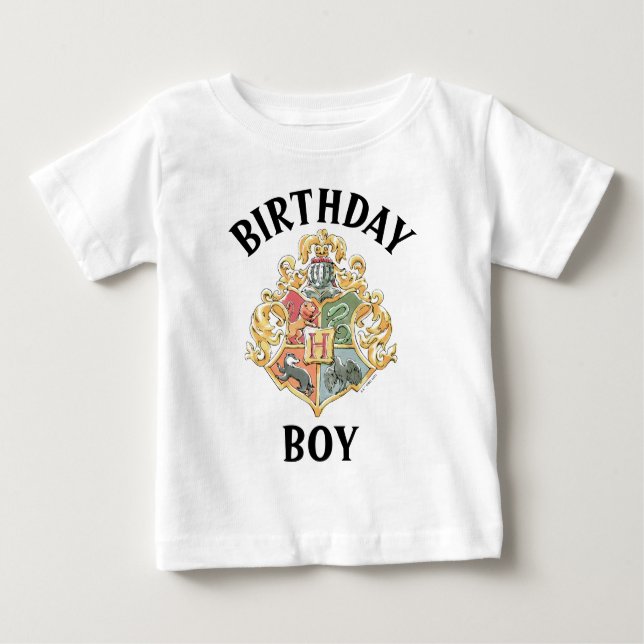 Camiseta Para Bebê Harry Potter | Hogwarts Crest Birthday (Frente)