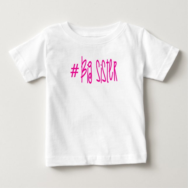 Camiseta Para Bebê Hashtag Irmã Mais Velha (Frente)
