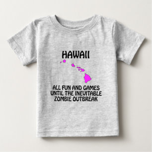 Camiseta Para Bebê Havaí - Diversão e Jogos Até o Surtos de Zumbi