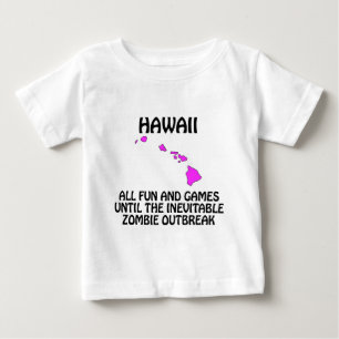 Camiseta Para Bebê Havaí - Diversão e Jogos Até o Surtos de Zumbis