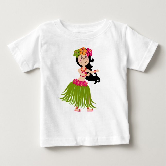 Camiseta Para Bebê Hawaiian Girl (Frente)