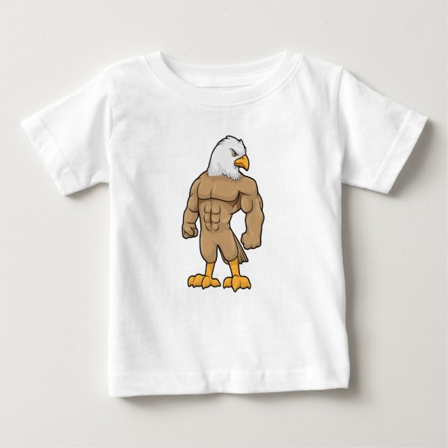 Camiseta Para Bebê Hawk como Bodybuilder com pacote Seis (Frente)