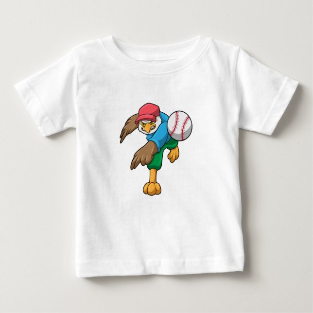 Camiseta Para Bebê Hawk no Baseball com o bastão de Baseball (Frente)