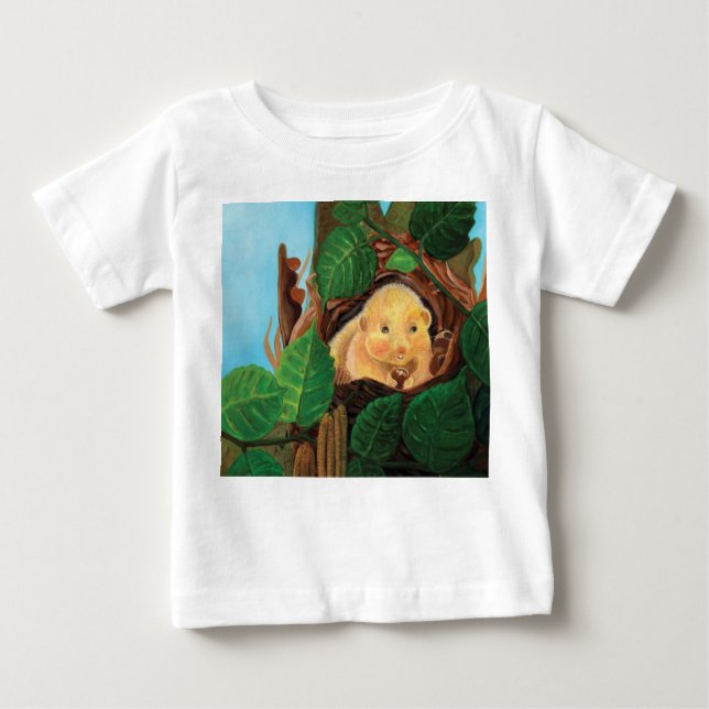 Camiseta Para Bebê Hazel dormouse comendo avelã (Frente)