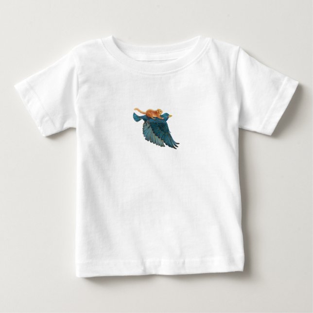 Camiseta Para Bebê Hazel dormouse e Starling voando (Frente)