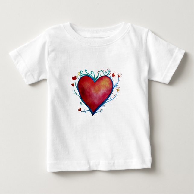 Camiseta Para Bebê Heart Baby Fine Jersey (Frente)