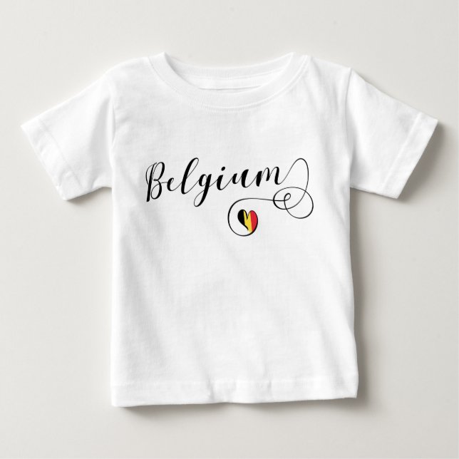 Camiseta Para Bebê Heart Belgium, Bandeira belga (Frente)