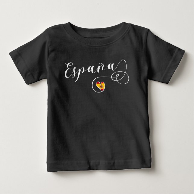 Camiseta Para Bebê Heart España Espanha Flag, espanhol (Frente)
