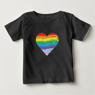 Camiseta Para Bebê HEART LGBTQIA Sinalizador do arco-íris, Orgulho ga