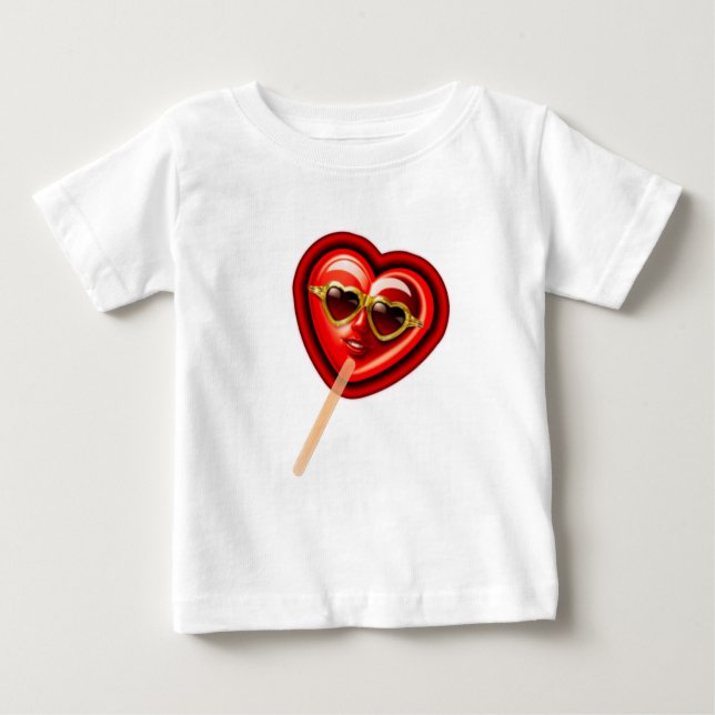 Camiseta Para Bebê Heart Lolly (Frente)