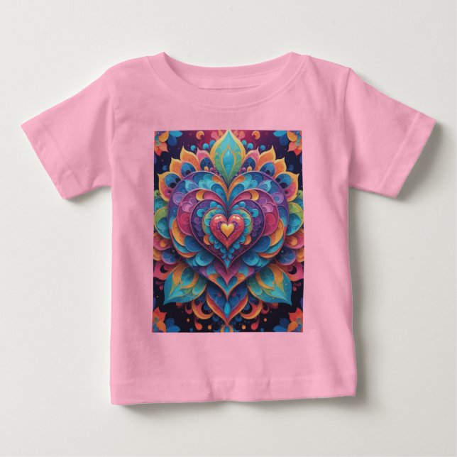 Camiseta Para Bebê Heart Mandala (Frente)