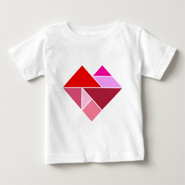 Camiseta Para Bebê Heart Tangram (Frente)