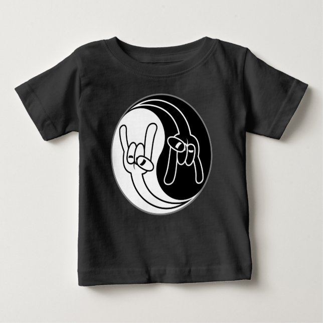 Camiseta Para Bebê Heavy Metal Devil Horns Yin Yang (Frente)