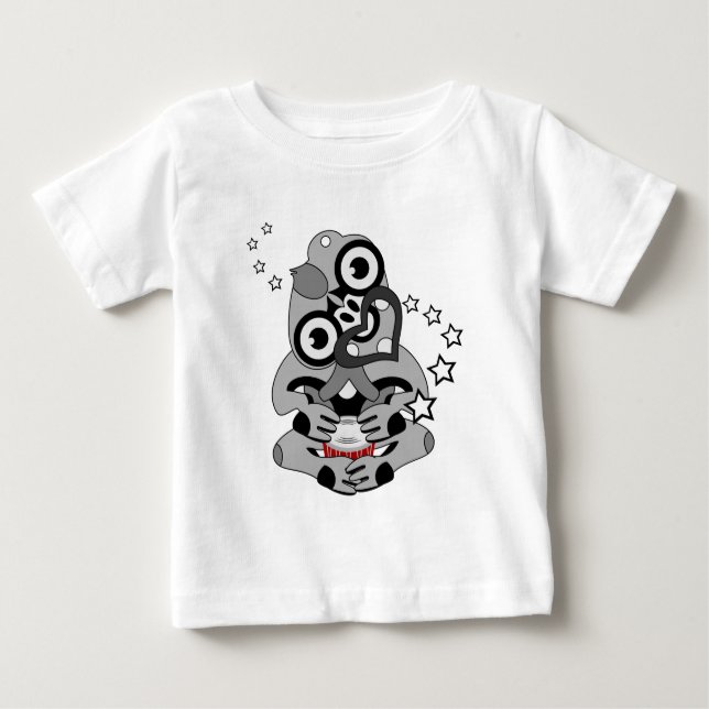 Camiseta Para Bebê Hei Tiki Nova Zelândia Drum Maori Design (Frente)