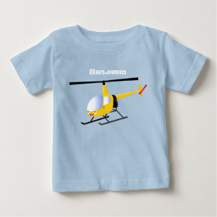 Camiseta Para Bebê Helicóptero de animação amarelo giro