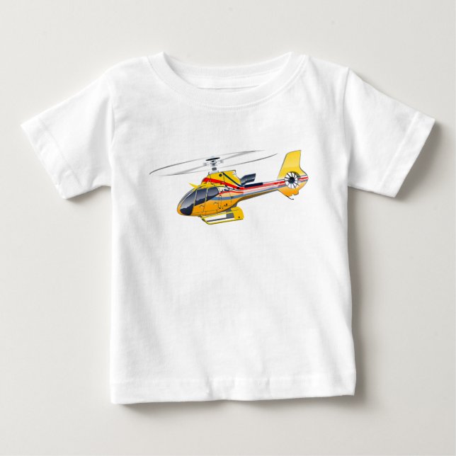 Camiseta Para Bebê Helicóptero de desenho animado (Frente)
