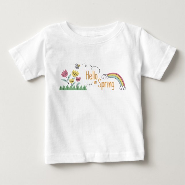 Camiseta Para Bebê Hello Spring (Frente)