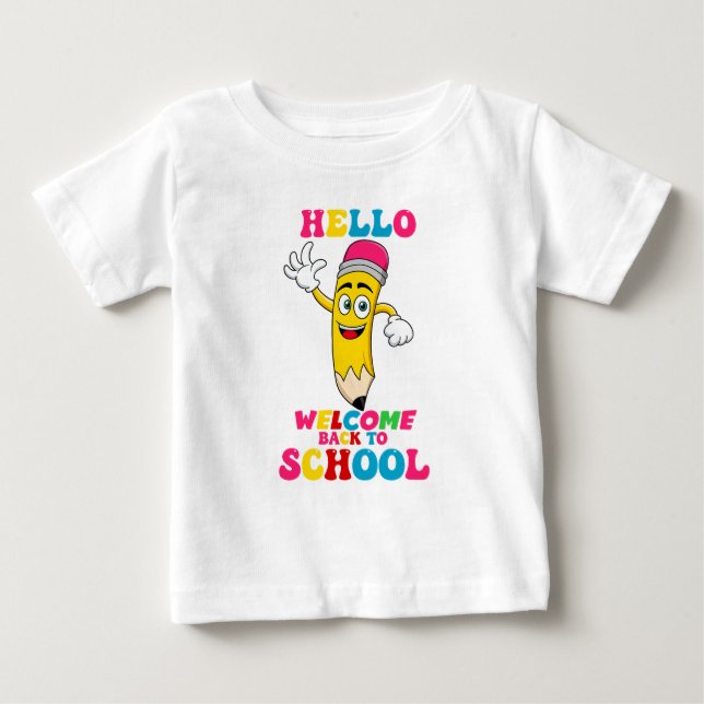 Camiseta Para Bebê hello welcome back to school  (Frente)