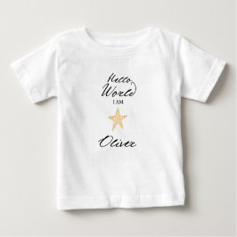 Camiseta Para Bebê Hello World I am..., Personalized Name Kids Shirt