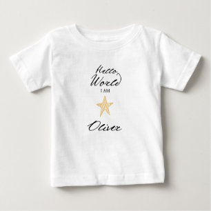 Camiseta Para Bebê Hello World I am..., Personalized Name Kids Shirt
