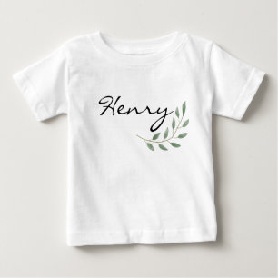 Camiseta Para Bebê Henry Name Reveal Clothing Nature Leaf Botanical