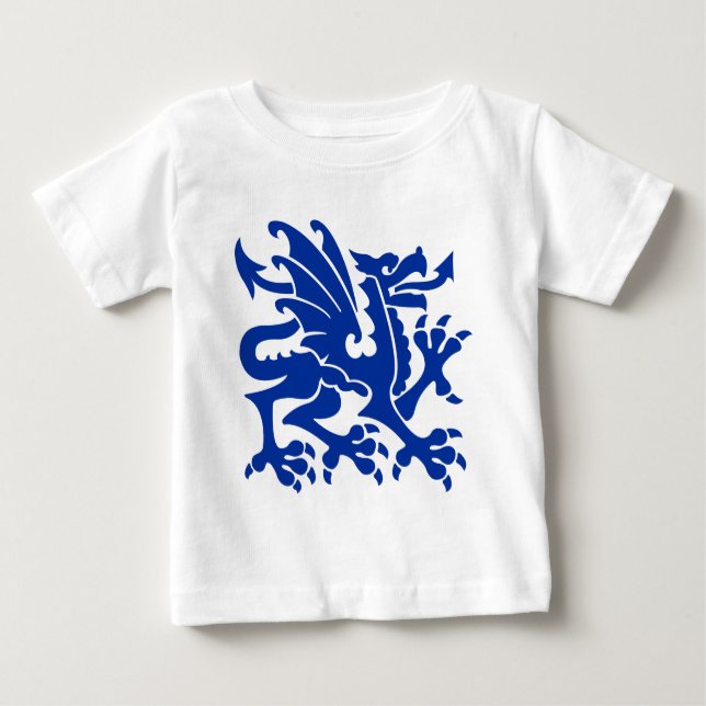 Camiseta Para Bebê Heraldic Dragon 01 - Marinho Azul (Frente)