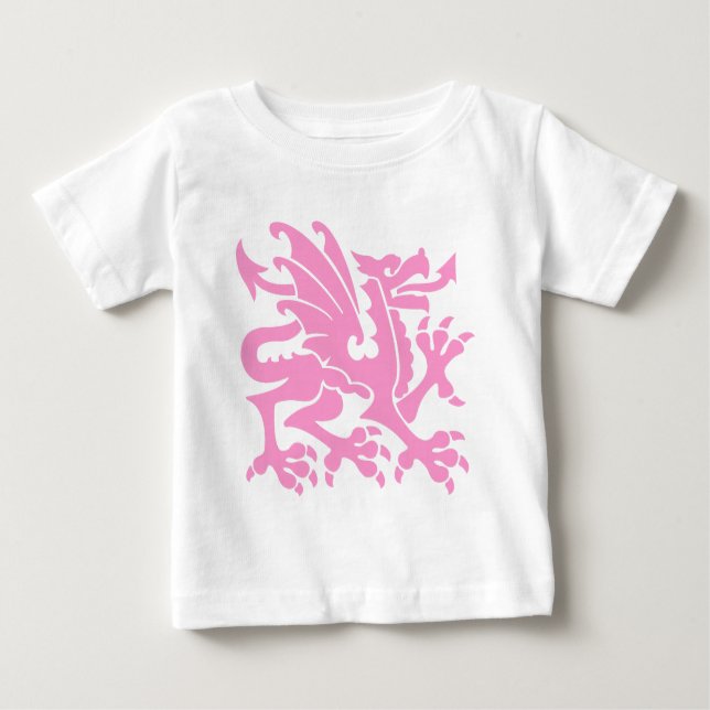 Camiseta Para Bebê Heraldic Dragon 01 - Rosa (Frente)