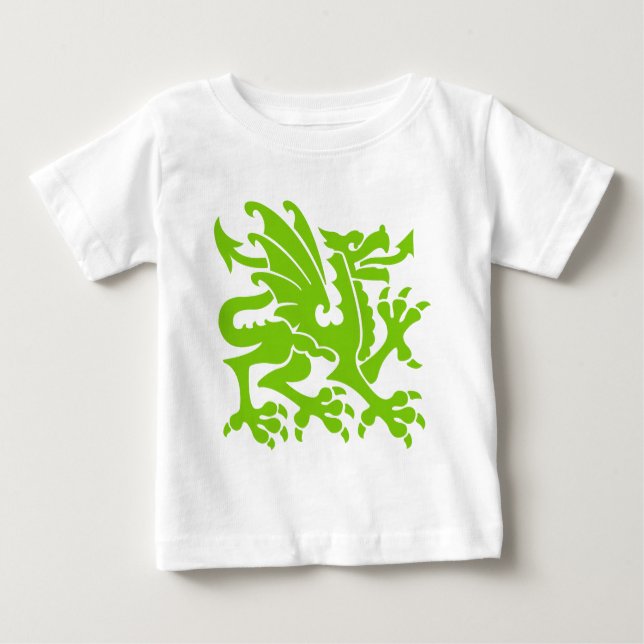 Camiseta Para Bebê Heraldic Dragon 01 - Verde marciano (Frente)