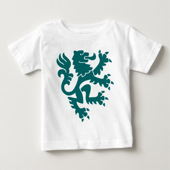 Camiseta Para Bebê Heraldic Lion 01 - Moss Green (Frente)