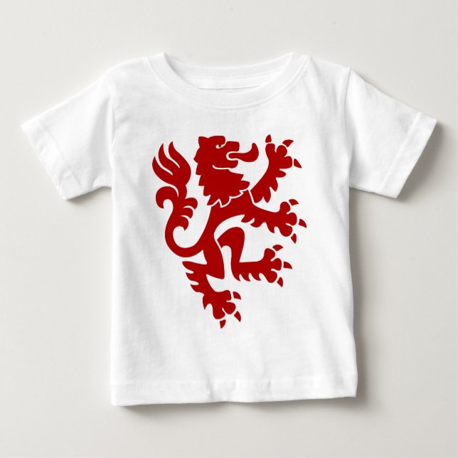 Camiseta Para Bebê Heraldic Lion 01 - Ruby Red (Frente)