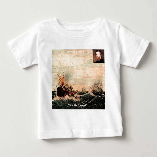 Camiseta Para Bebê Herman Melville Me Chame De Cota Ishmael (Frente)