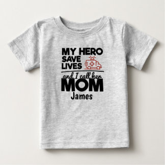 Camiseta Para Bebê Hero Mãe Personalizada Ambulância Bebê T-Shirt