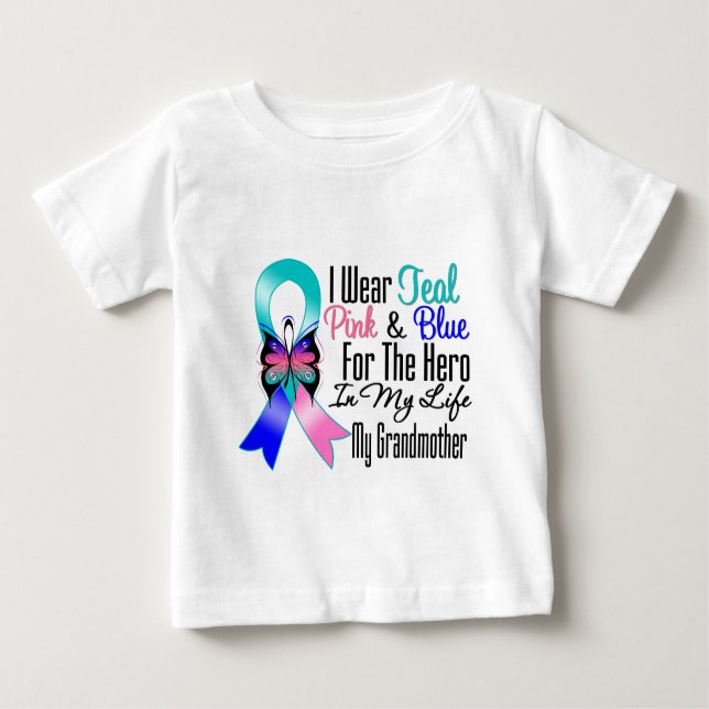 Camiseta Para Bebê Herói da fita do cancer de tiróide minha avó (Frente)