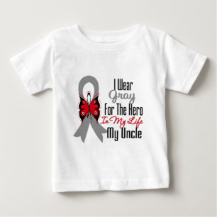 Camiseta Para Bebê Herói da fita do cancro cerebral meu tio