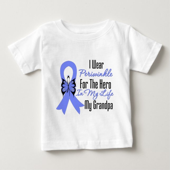 Camiseta Para Bebê Herói esofágico da fita do cancer meu vovô (Frente)