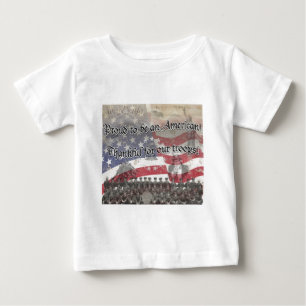 Camiseta Para Bebê Heróis dos EUA gratos para nossas tropas! - olhar