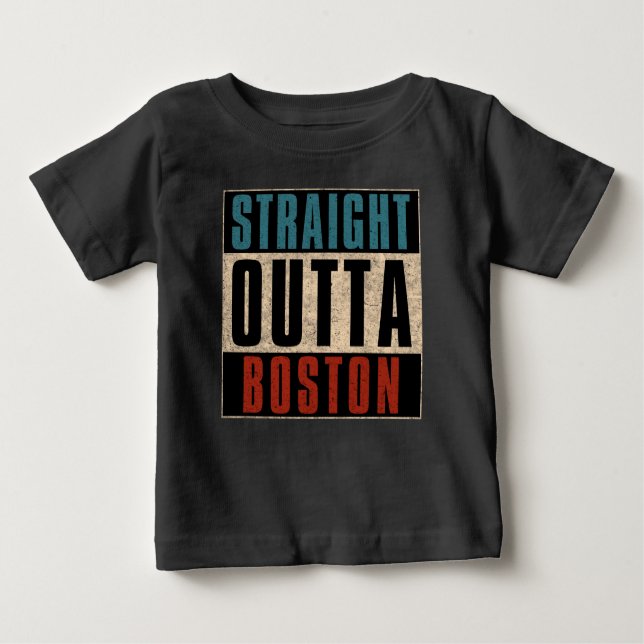 Camiseta Para Bebê Hetero Outta Boston Massachusetts MÃES EUA (Frente)