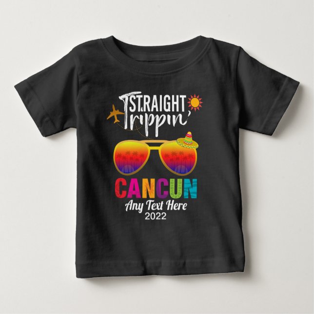 Camiseta Para Bebê Hetero Trippin Cancún México Férias de Viagem  (Frente)