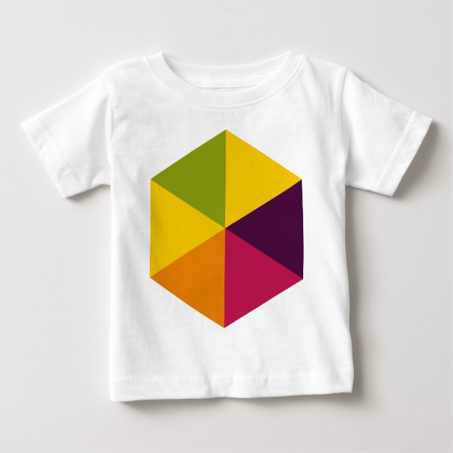 Camiseta Para Bebê Hexágono a cores 01 (Frente)