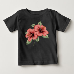 Camiseta Para Bebê Hibisco vintage