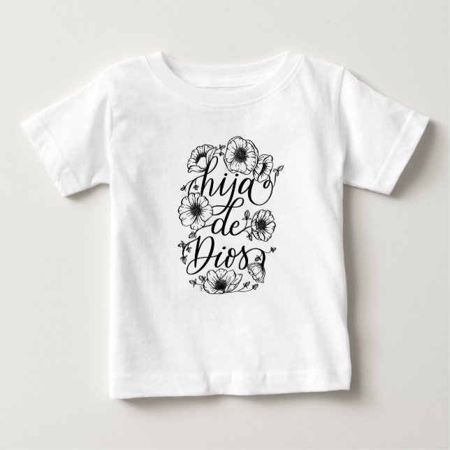 Camiseta Para Bebê Hija de Dios design apparel (Frente)
