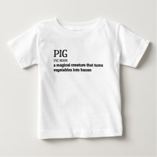 Camiseta Para Bebê Hillarie Pig e Bacon Definição Engraçado Presen