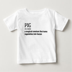 Camiseta Para Bebê Hillarie Pig e Bacon Definição Engraçado Presente