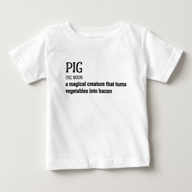 Camiseta Para Bebê Hillarie Pig e Bacon Definição Engraçado Presente (Frente)