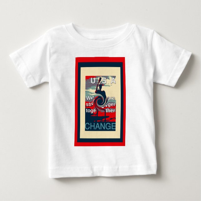 Camiseta Para Bebê Hillary USA somos mais fortes juntos (Frente)