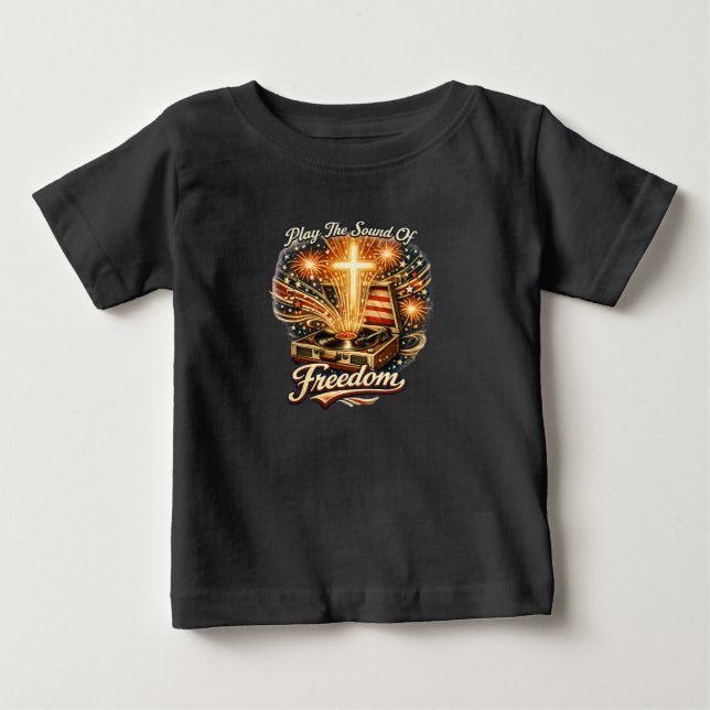 Camiseta Para Bebê Hino da Liberdade Vinil Cruz (Frente)