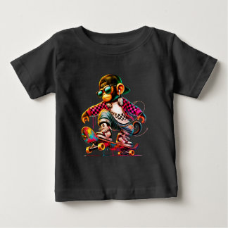 Camiseta Para Bebê Hip-Hop Monkey on Wheels: Bold Streetwear for Tren